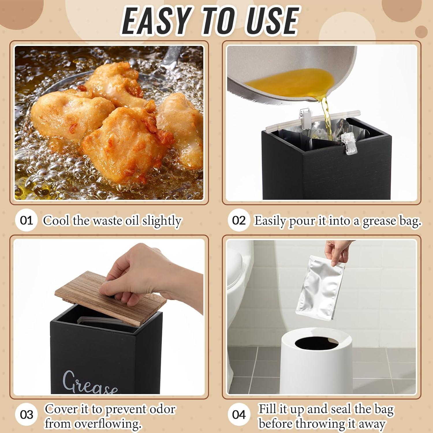 Contenedor de Desecho de Grasa Hushee con 30 Bolsas de Aluminio