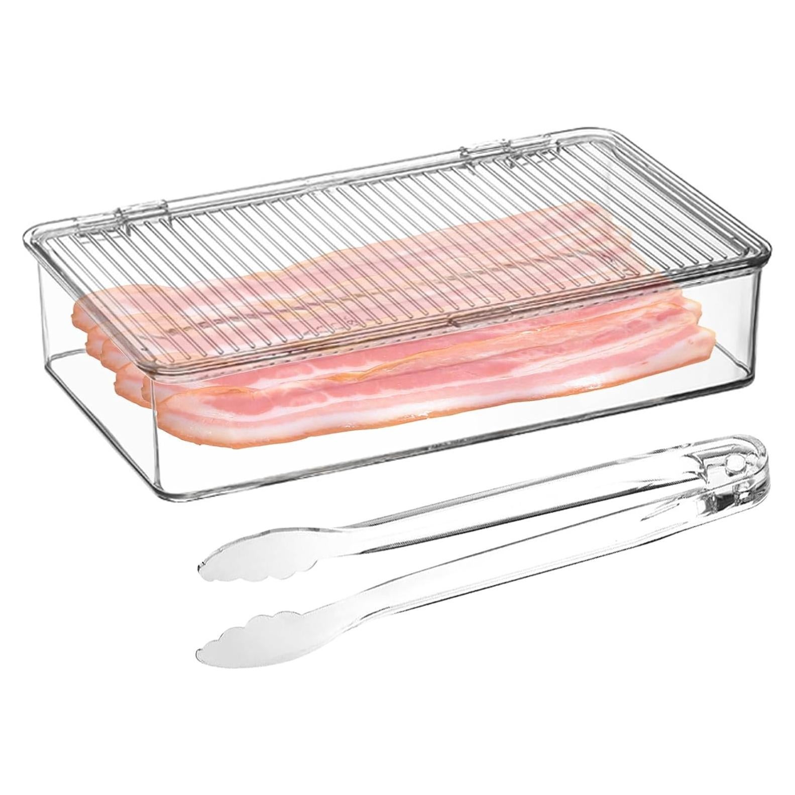 Contenedor de Tocino Wensdr con Pinzas y Tapa 27.4x15.7cm
