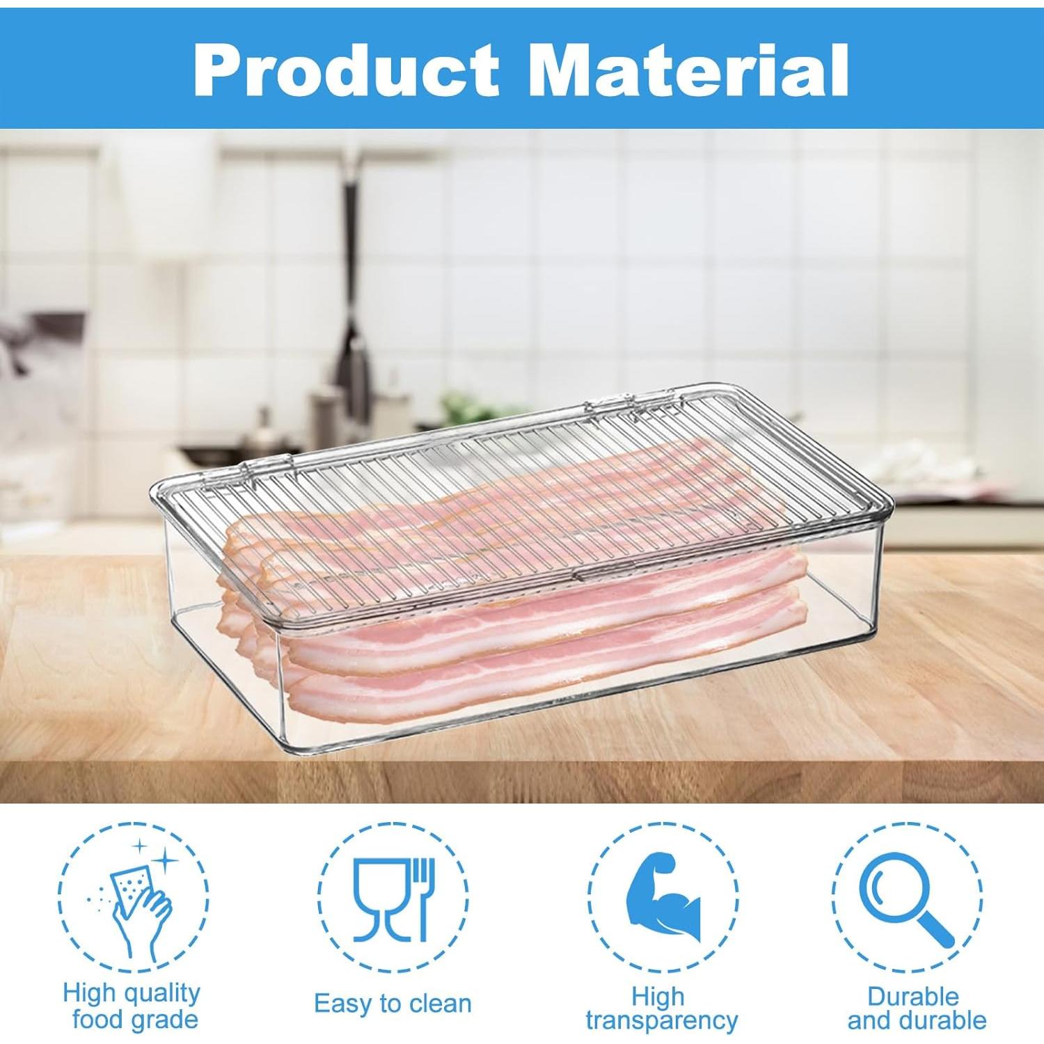 Contenedor de Tocino Wensdr con Pinzas y Tapa 27.4x15.7cm