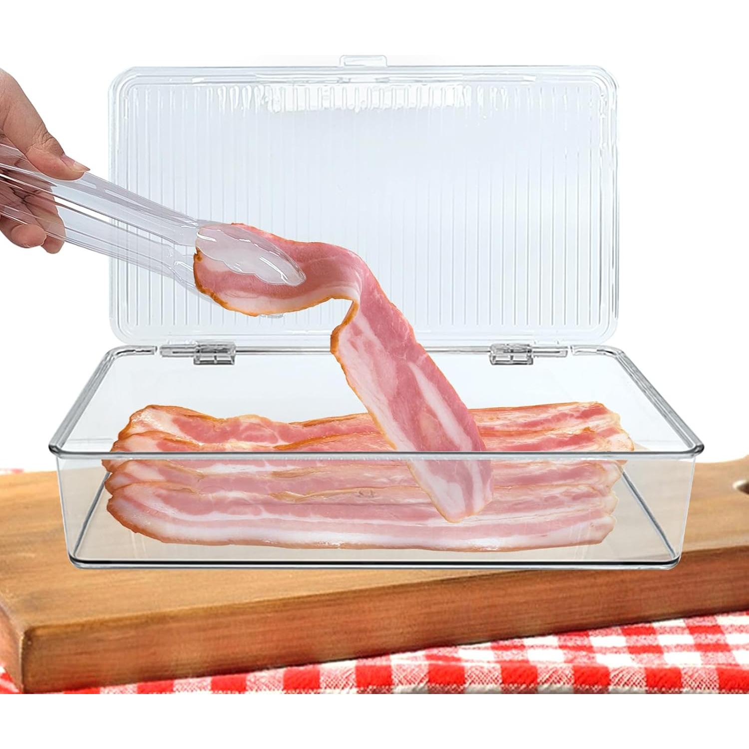Contenedor de Tocino Wensdr con Pinzas y Tapa 27.4x15.7cm