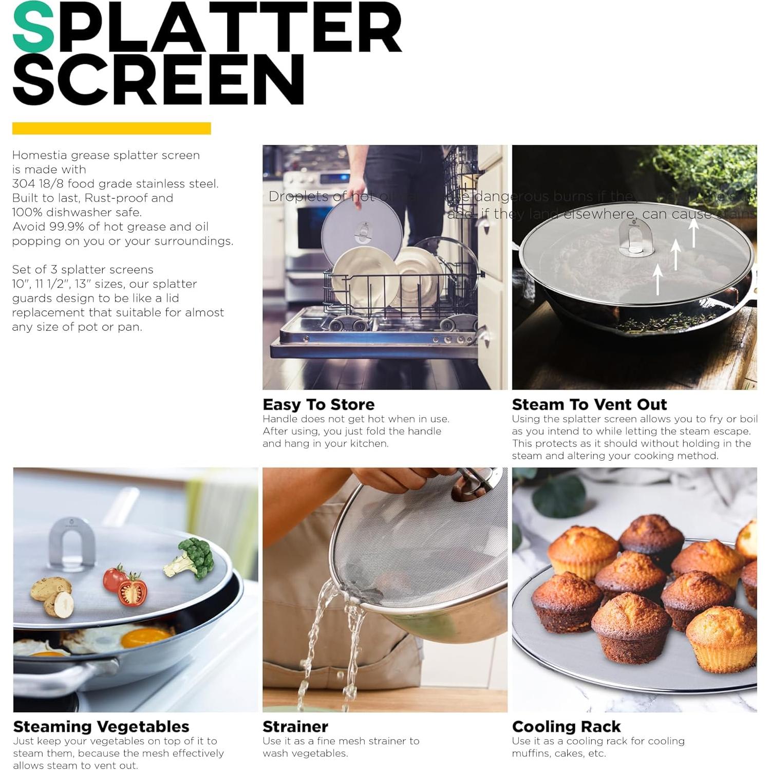 Pantalla Antisalpicaduras Homestia 29.2 cm Acero Inoxidable