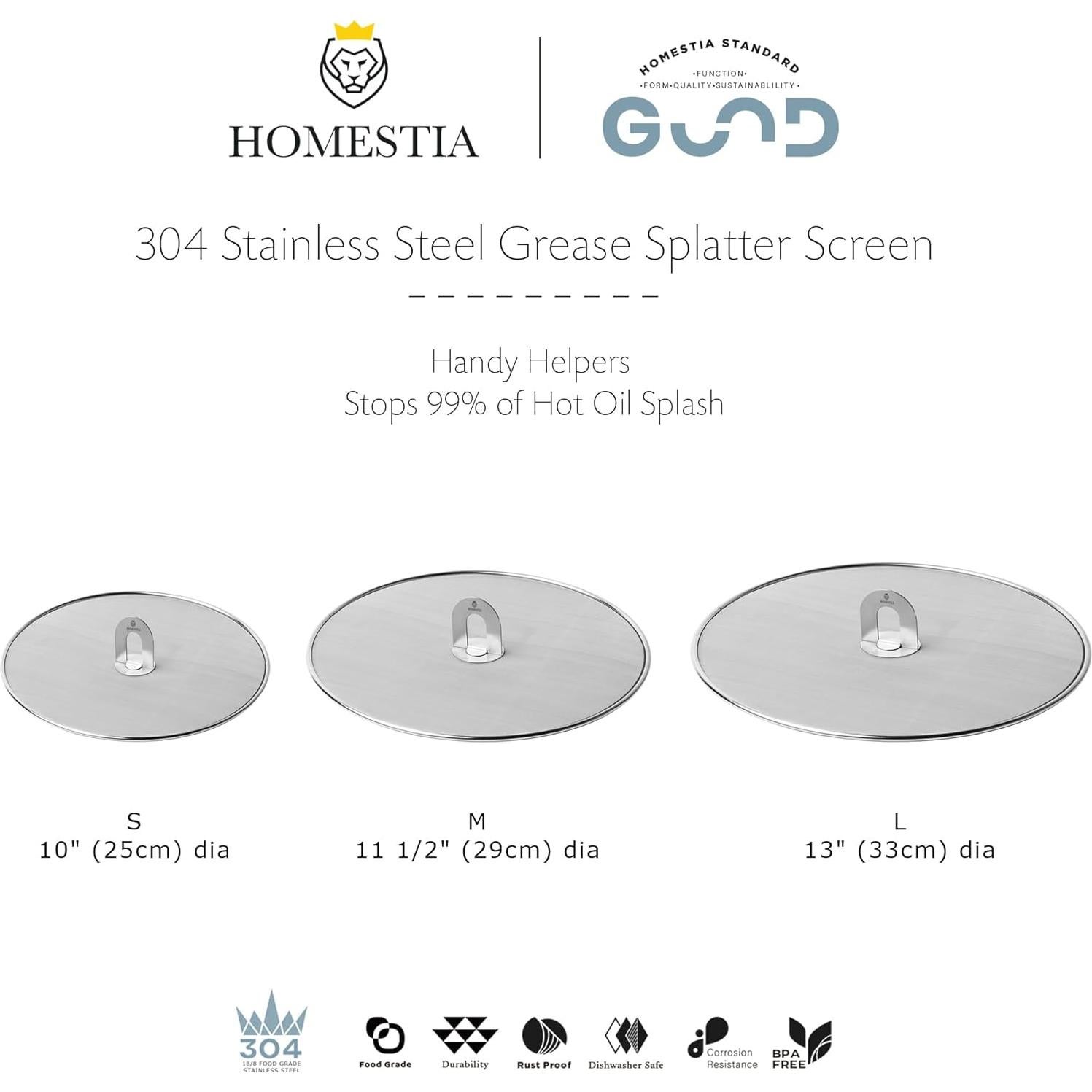 Pantalla Antisalpicaduras Homestia 29.2 cm Acero Inoxidable