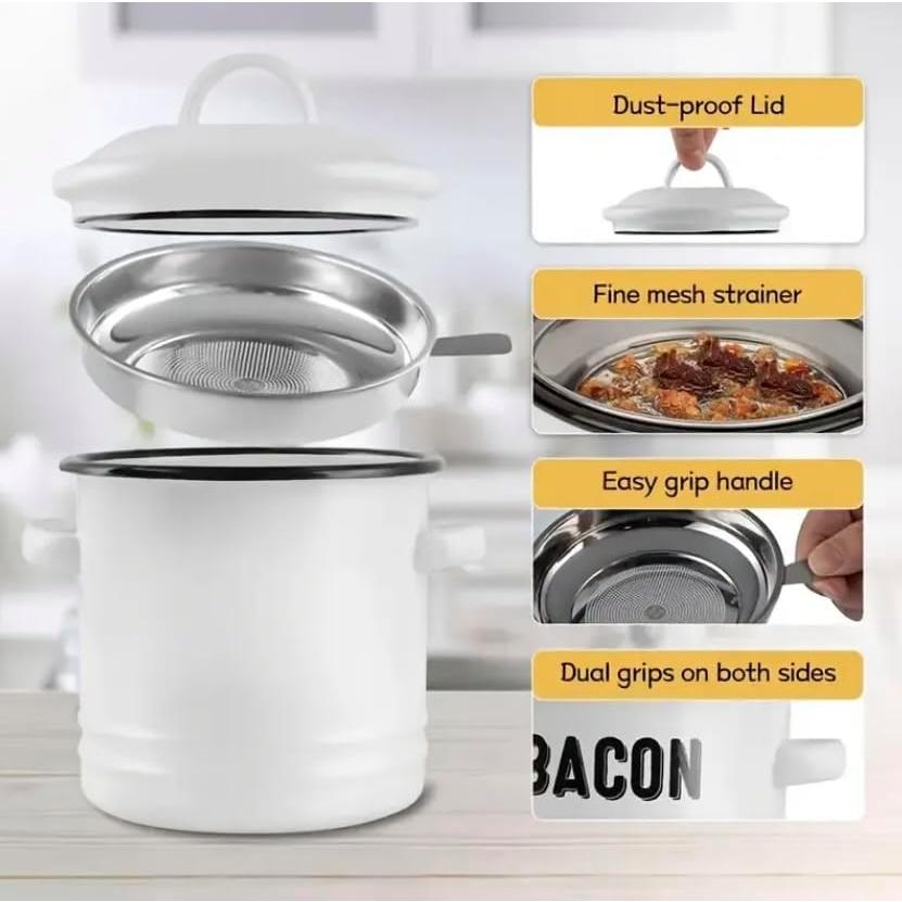 Contenedor Vintage para Grasa de Tocino 1.36L con Colador