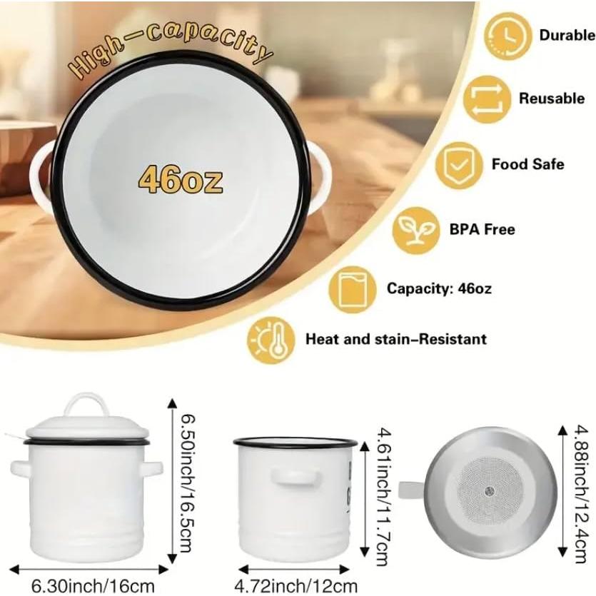 Contenedor Vintage para Grasa de Tocino 1.36L con Colador