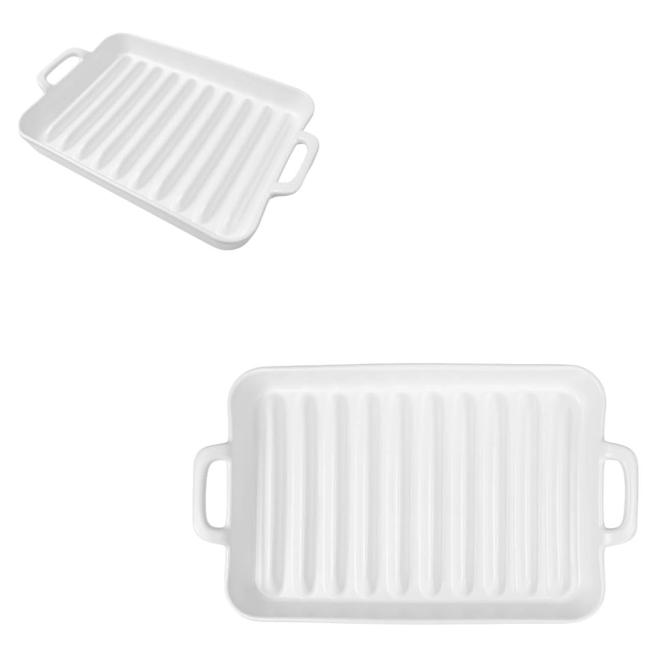 Cocinero de tocino de cerámica blanca KVZKVZ 26x18 cm