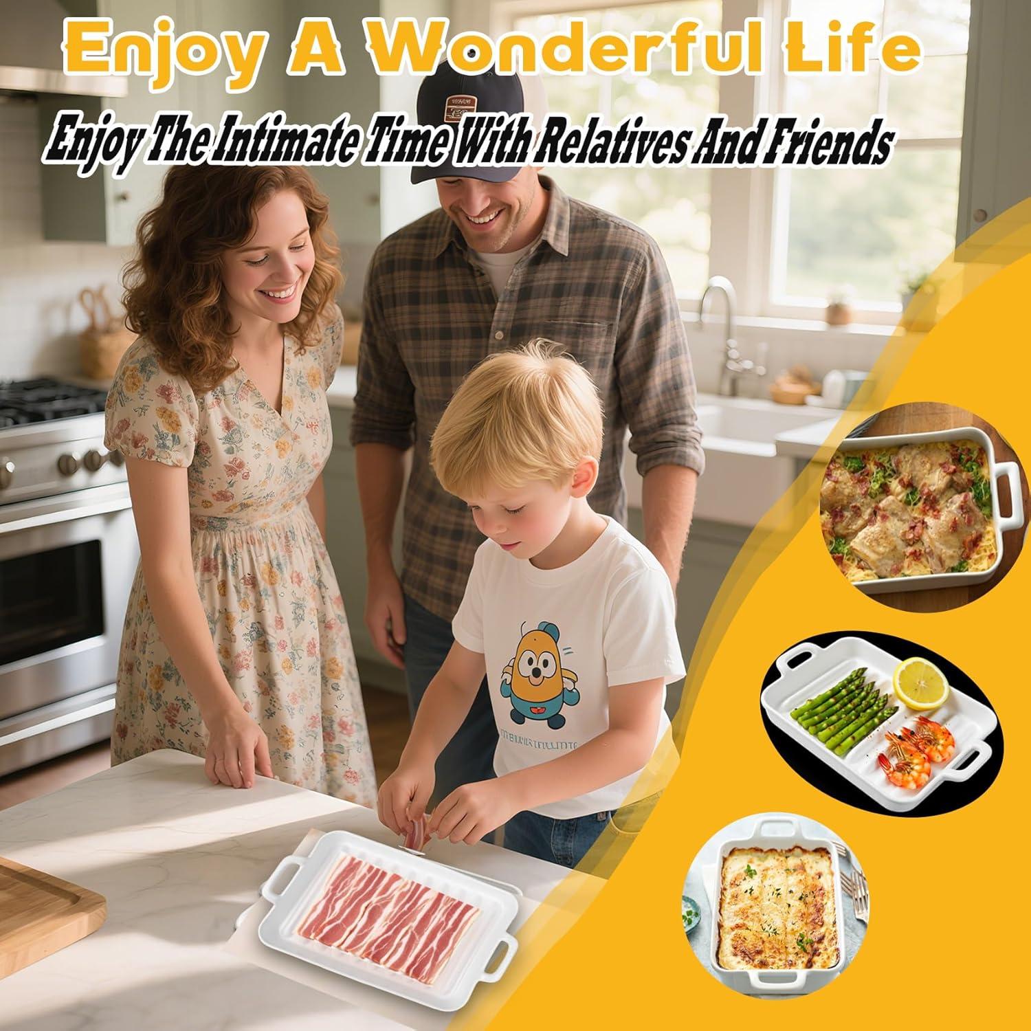 Cocinero de tocino de cerámica blanca KVZKVZ 26x18 cm