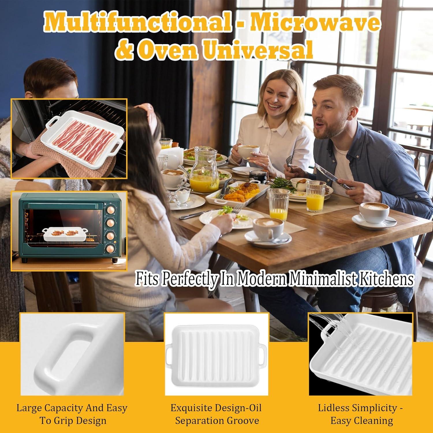 Cocinero de tocino de cerámica blanca KVZKVZ 26x18 cm