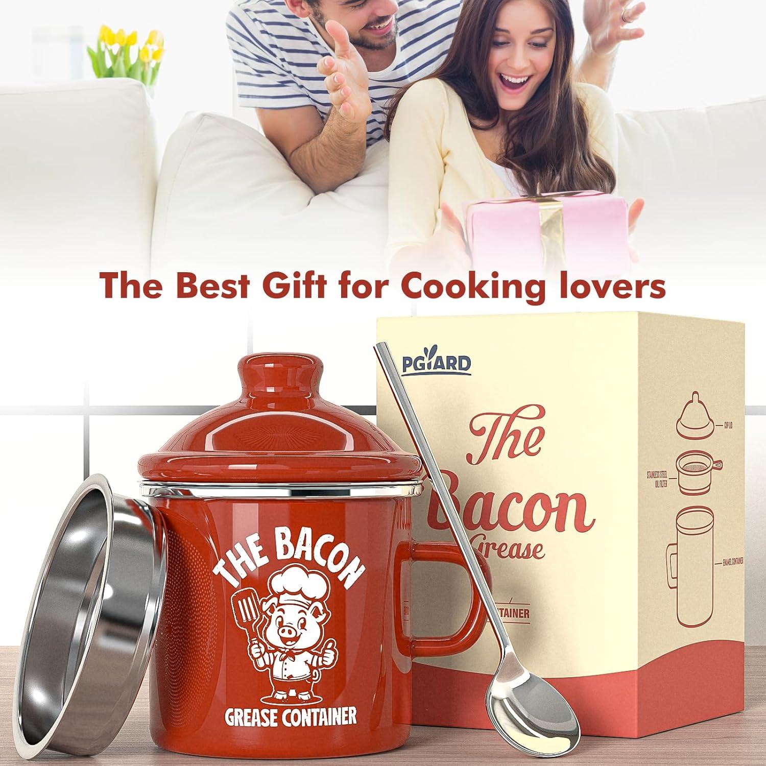 Contenedor de Grasa de Tocino PGYARD 15 OZ Rojo con Colador