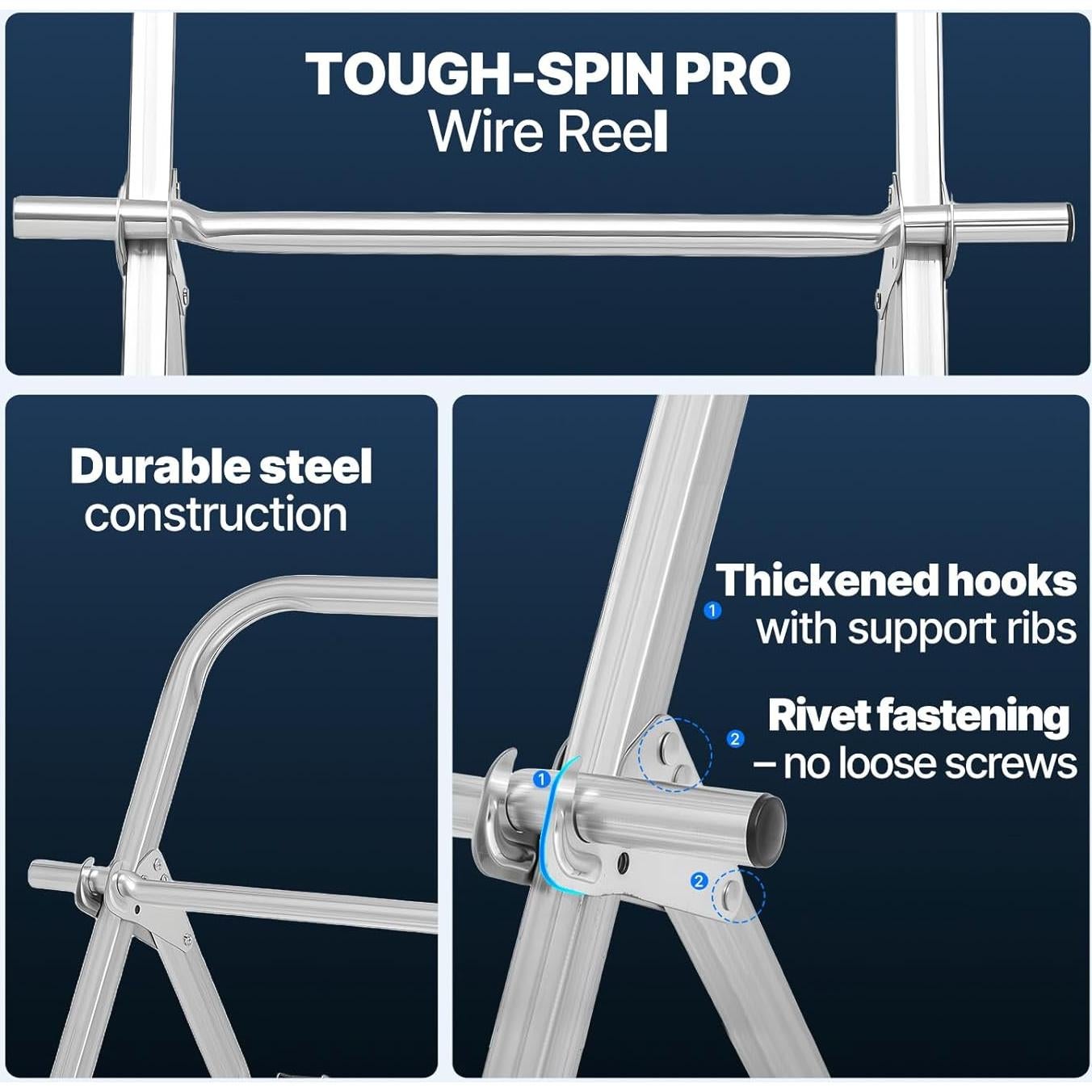 Soporte de Carrete de Cable Industrial Feimire 33x41cm Alta Resistencia