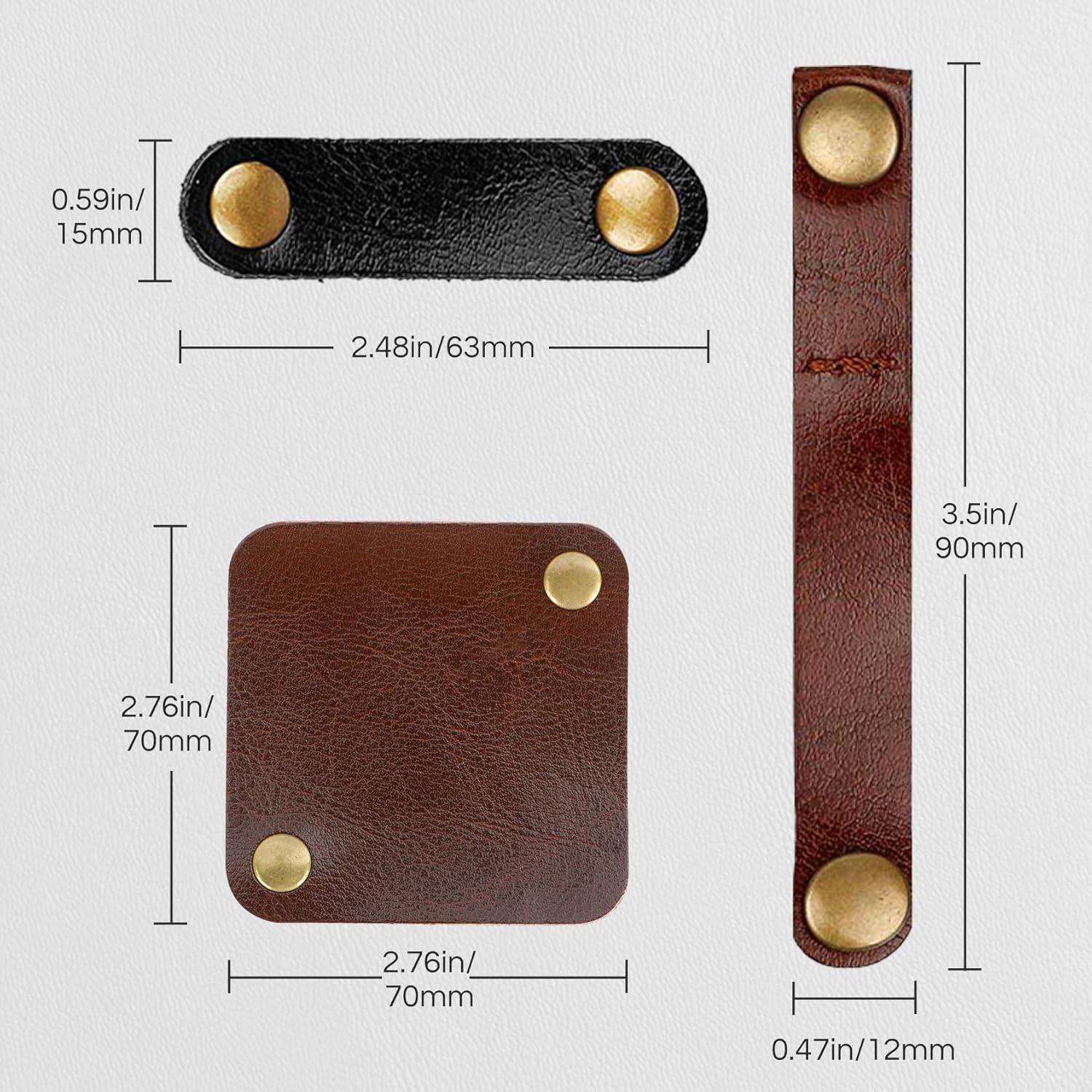 Organizador de Cuerda de Cuero Kanemc 12 Piezas - Negro y Marrón