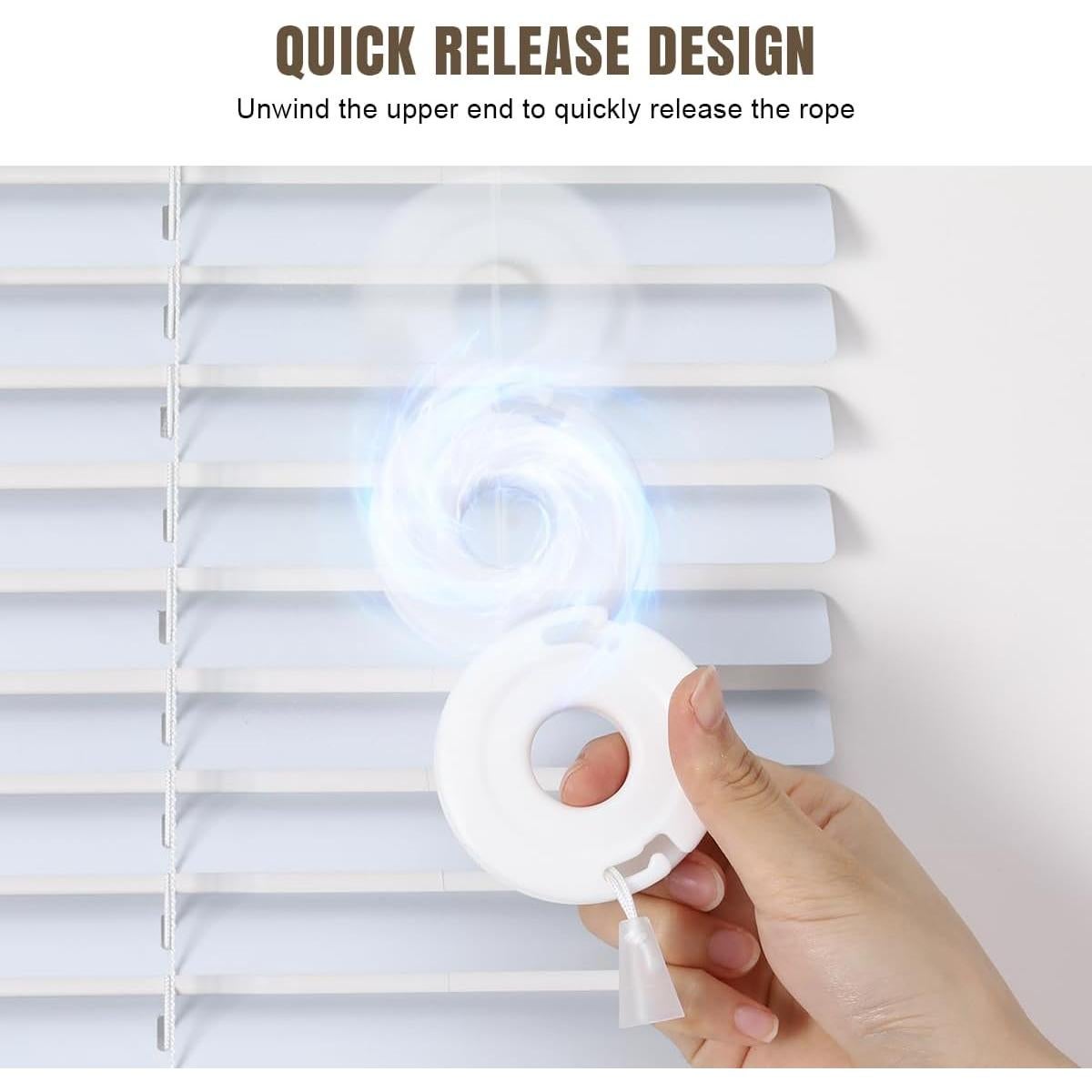 Enrollador de Cuerda de Persiana Lenink - 4 Piezas, Blanco, Sin Taladro