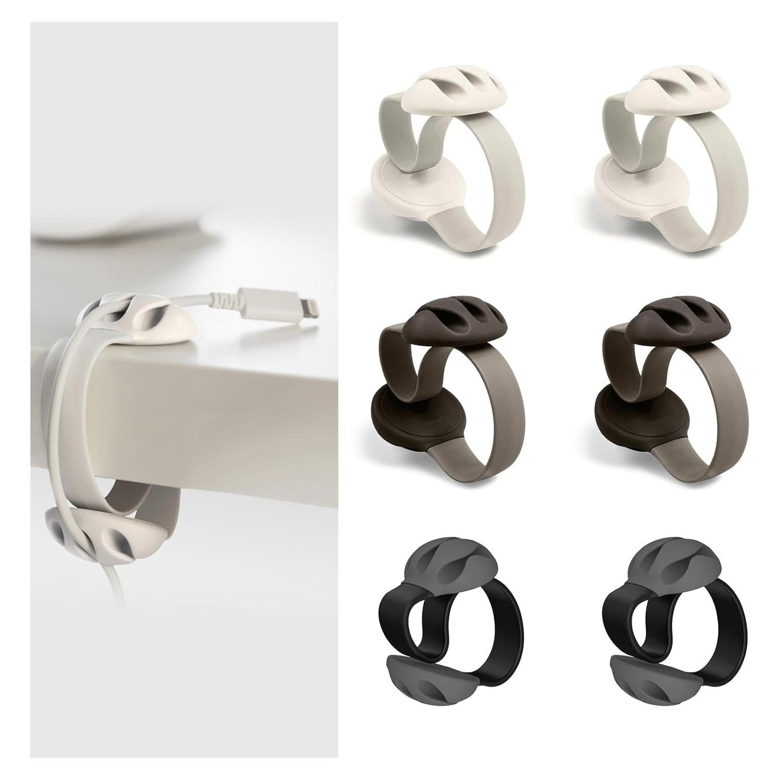 6 Clips Organizador de Cables Silicona ZEUP - Soporte USB