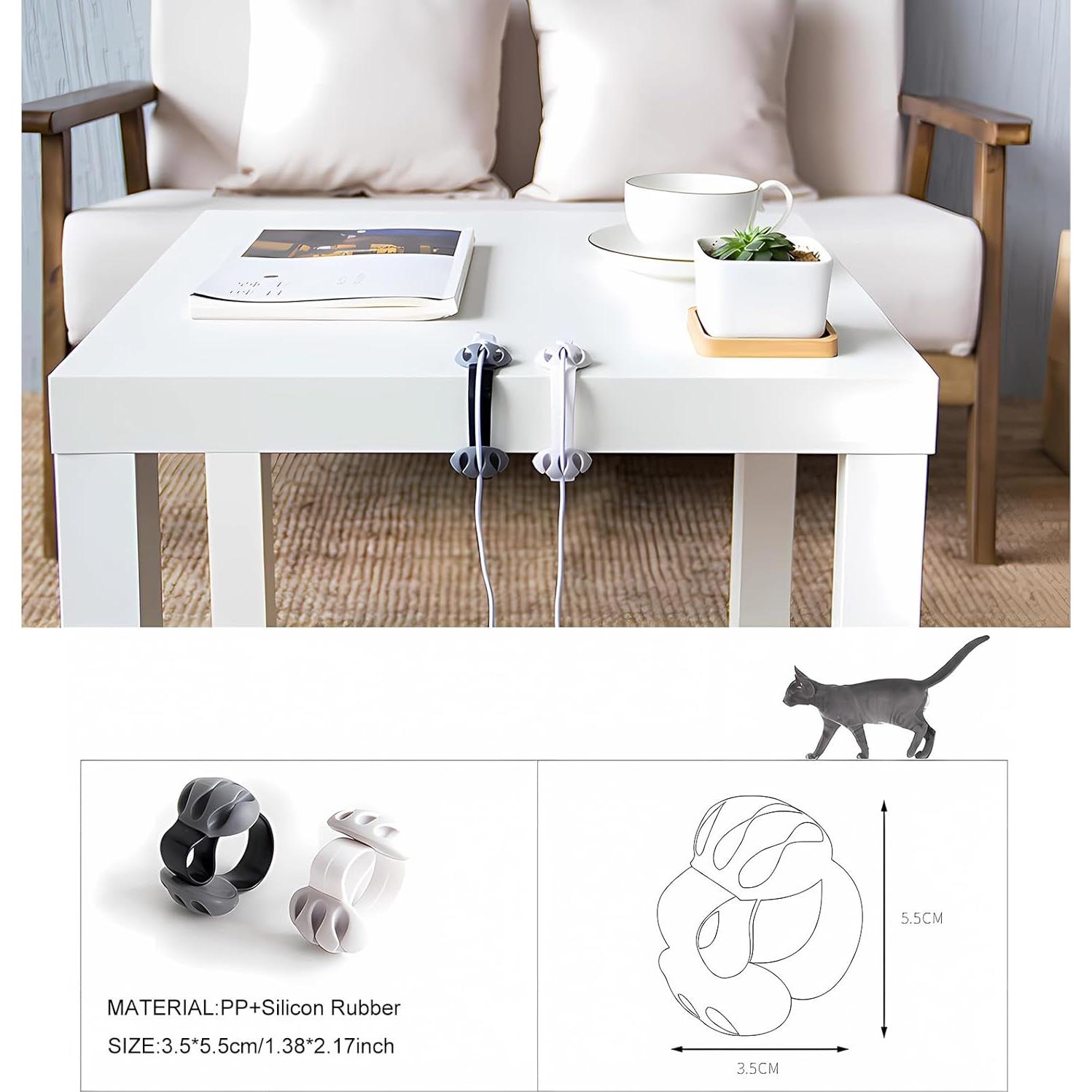 6 Clips Organizador de Cables Silicona ZEUP - Soporte USB