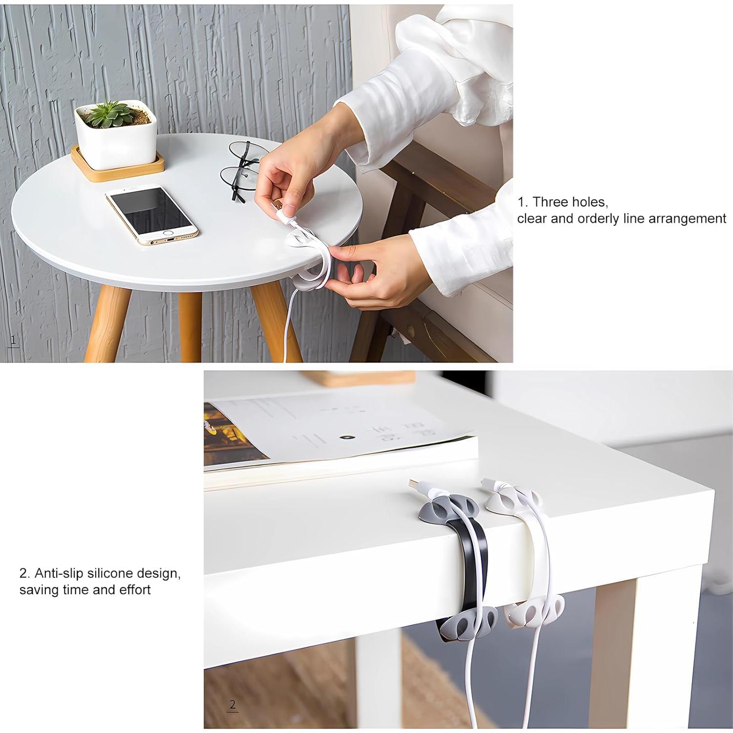 6 Clips Organizador de Cables Silicona ZEUP - Soporte USB