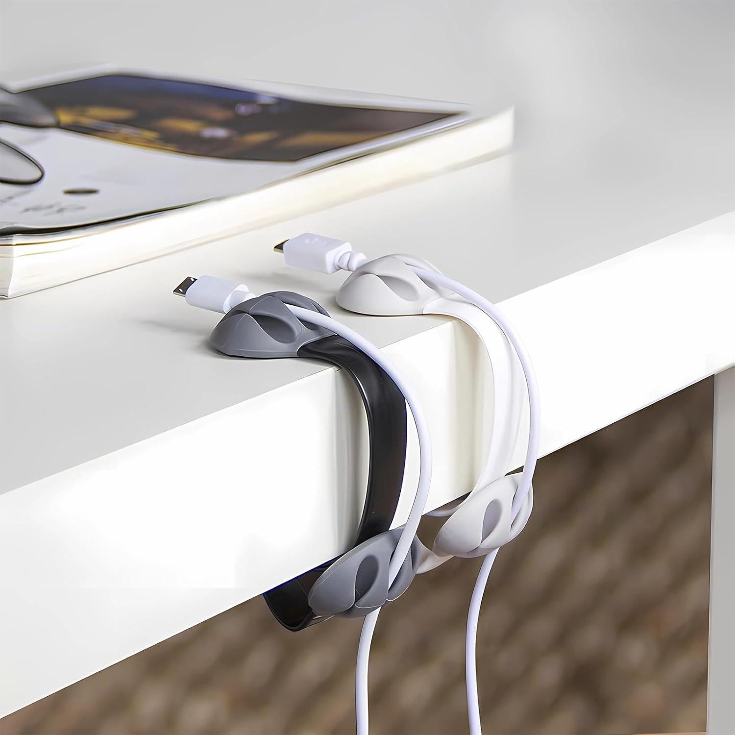 6 Clips Organizador de Cables Silicona ZEUP - Soporte USB