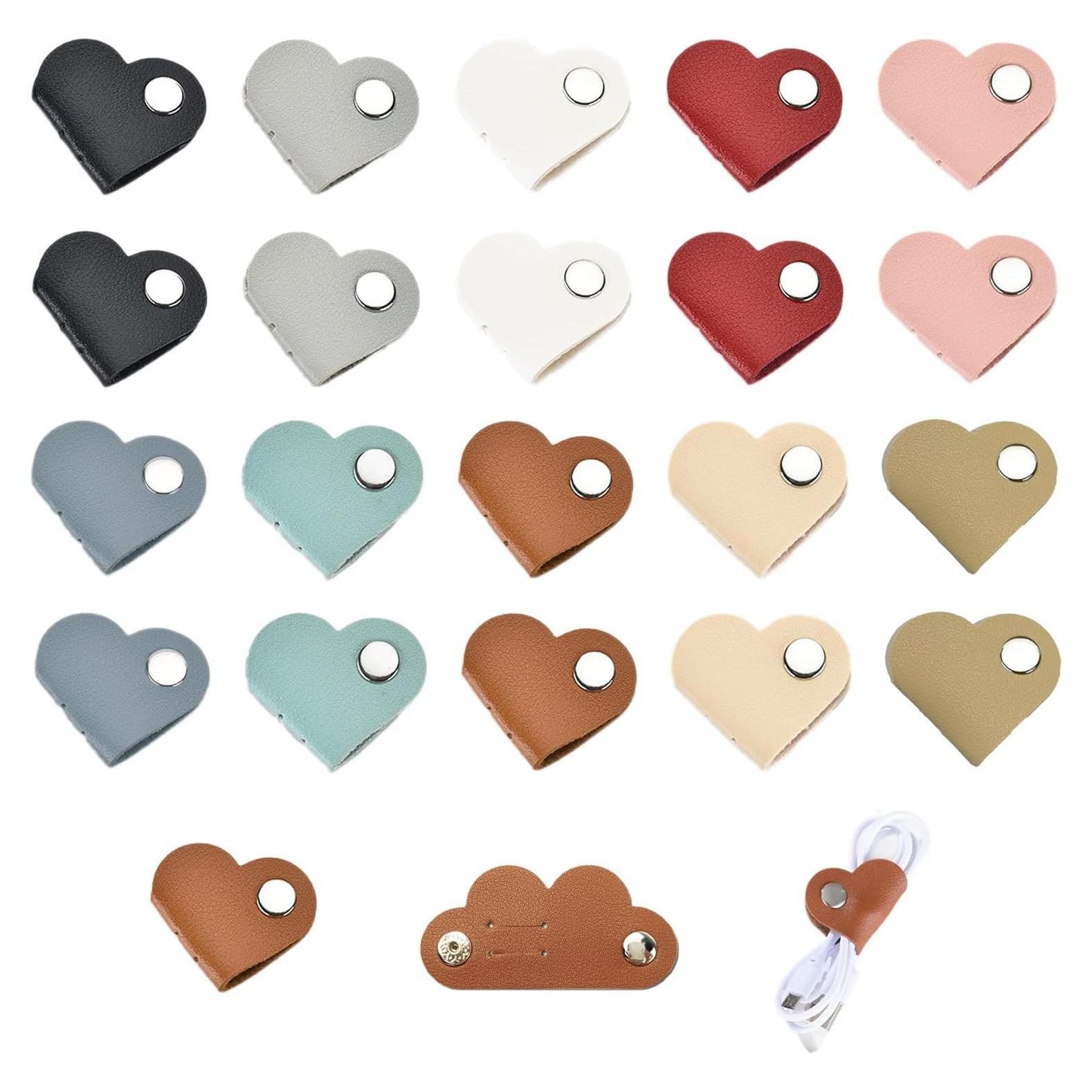 20 Organizadores de Cables Corazón PU Wzttdm - 10 Colores