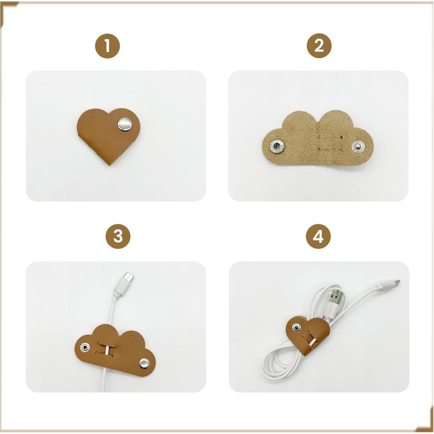 20 Organizadores de Cables Corazón PU Wzttdm - 10 Colores