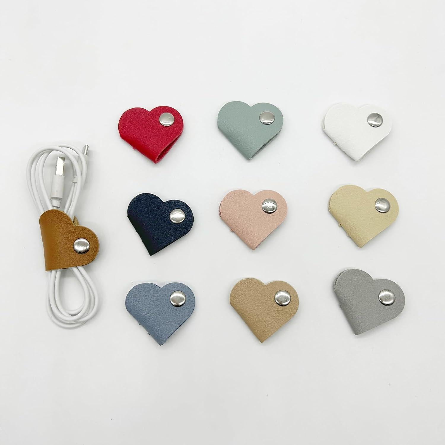 20 Organizadores de Cables Corazón PU Wzttdm - 10 Colores