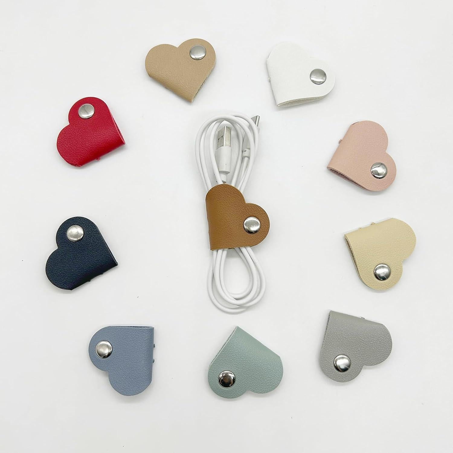 20 Organizadores de Cables Corazón PU Wzttdm - 10 Colores