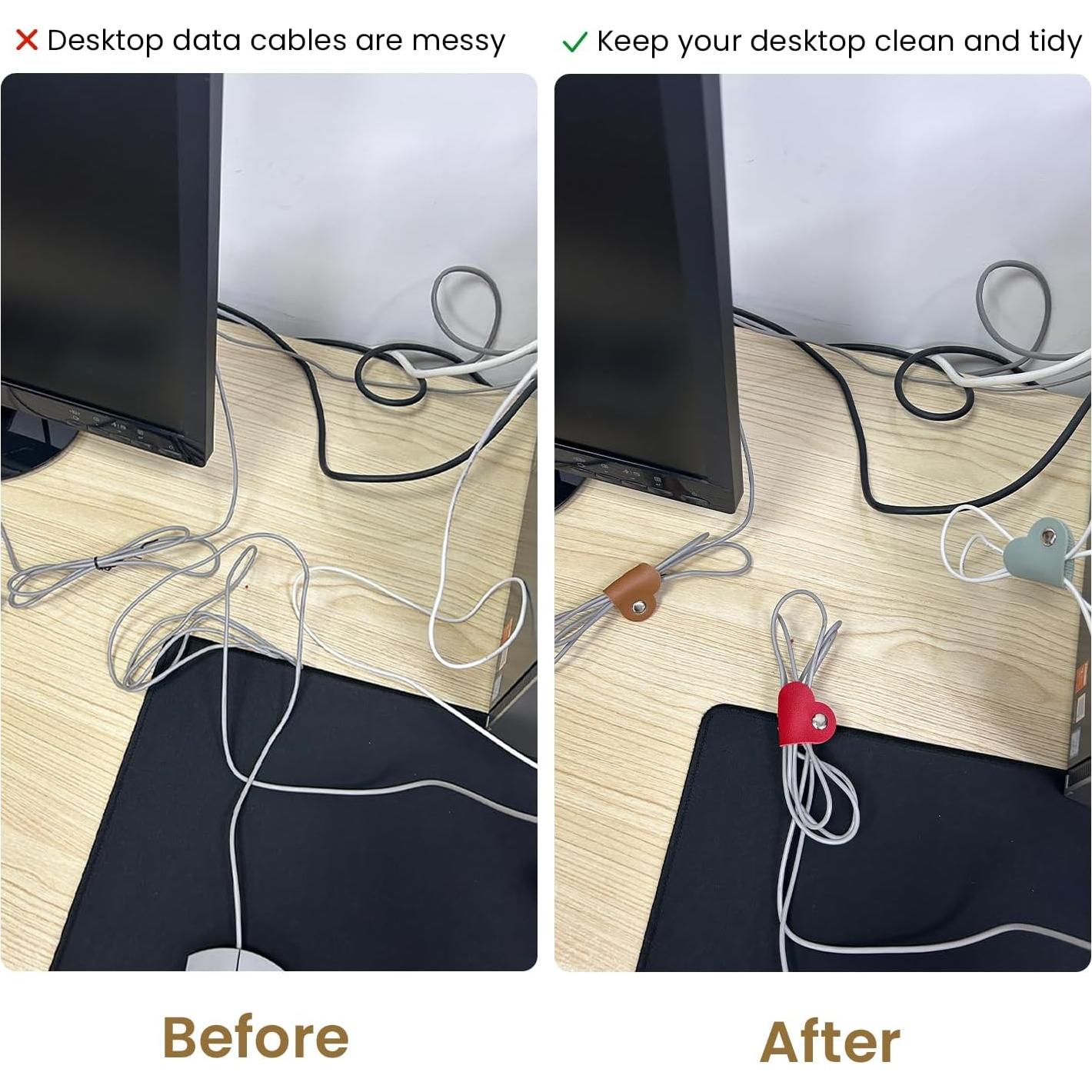 20 Organizadores de Cables Corazón PU Wzttdm - 10 Colores