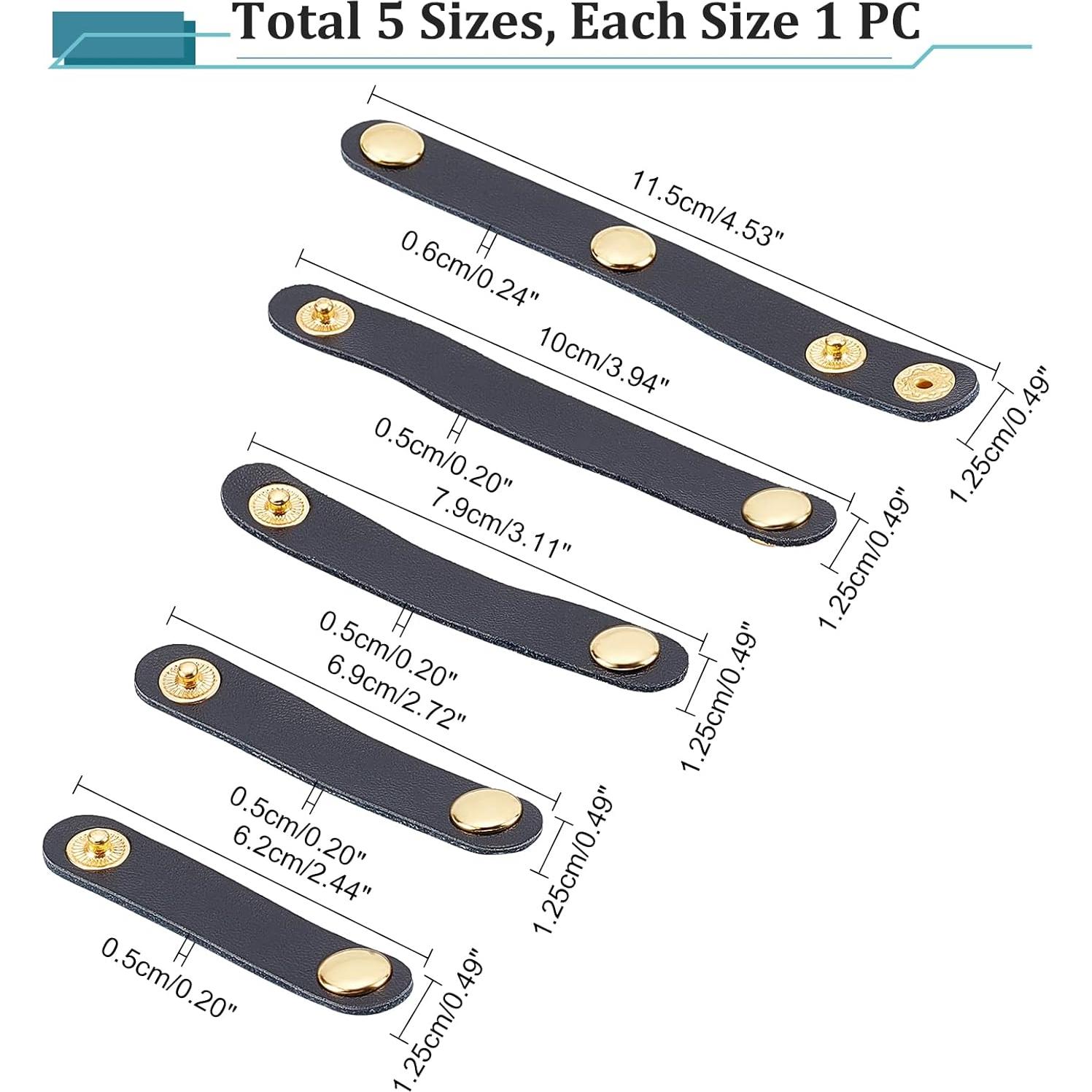 Organizador de Cables de Cuero WADORN 5 Tamaños Negro