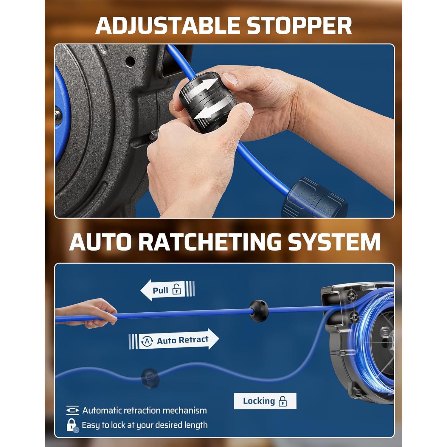 Carrete de Cable Retráctil DEWENWILS 12M 12AWG 6 Salidas
