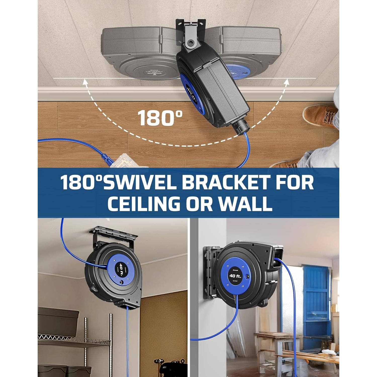Carrete de Cable Retráctil DEWENWILS 12M 12AWG 6 Salidas