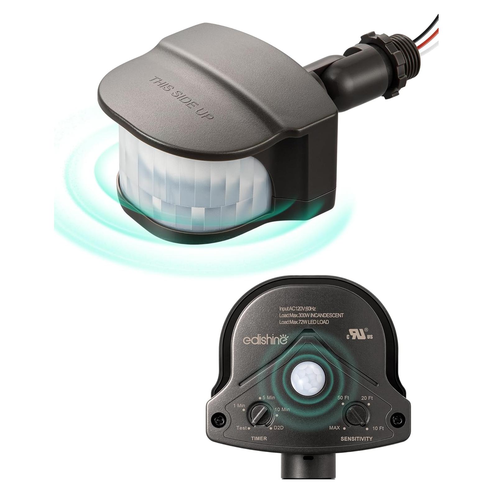 Sensor de Movimiento EDISHINE 240° 360° 18.3m Marrón