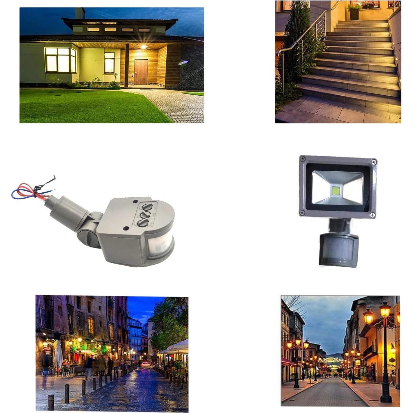 Detector de Movimiento PIR HANNAHONG 12m Impermeable para Exteriores