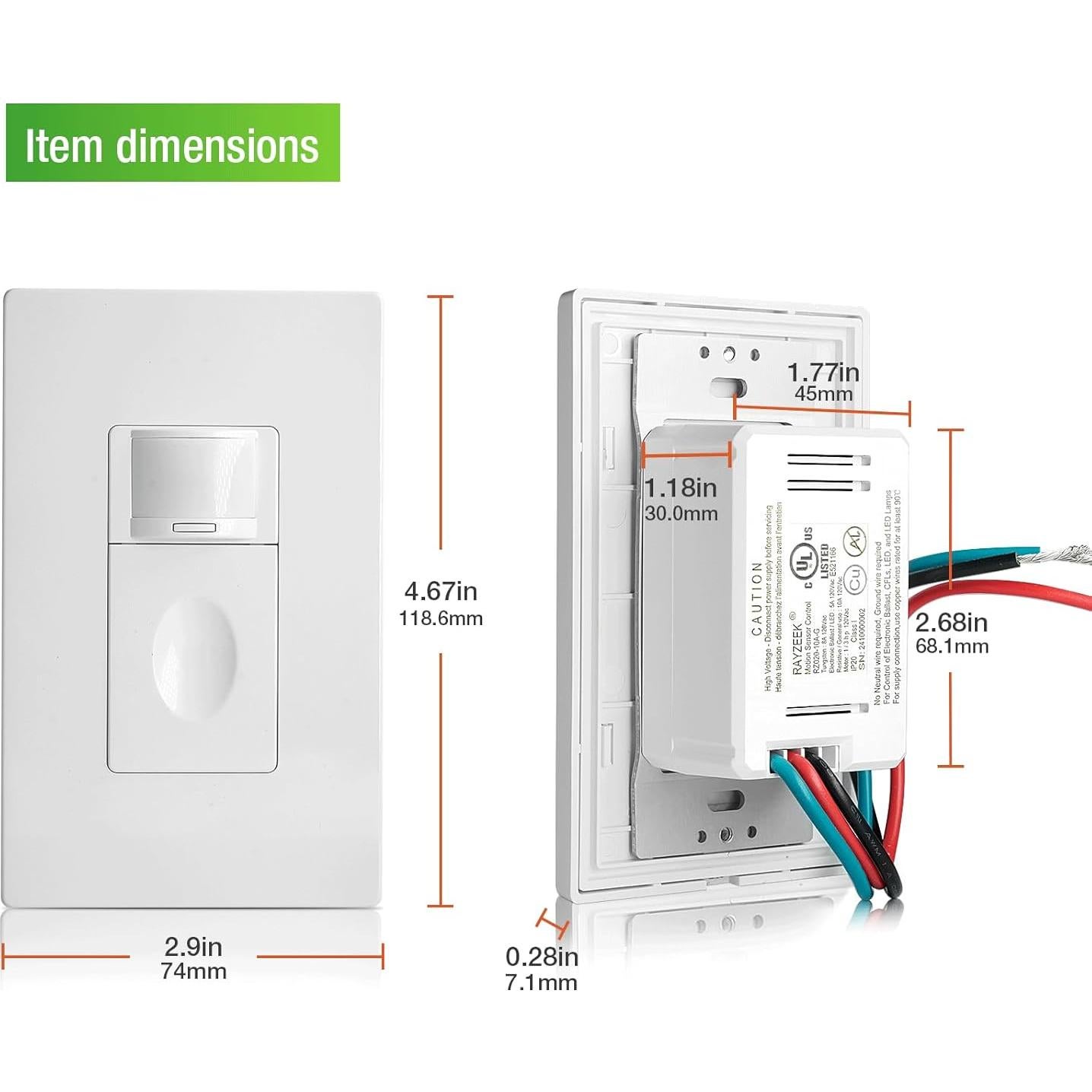 Interruptor de Luz con Sensor de Movimiento RAYZEEK RZ020 10A