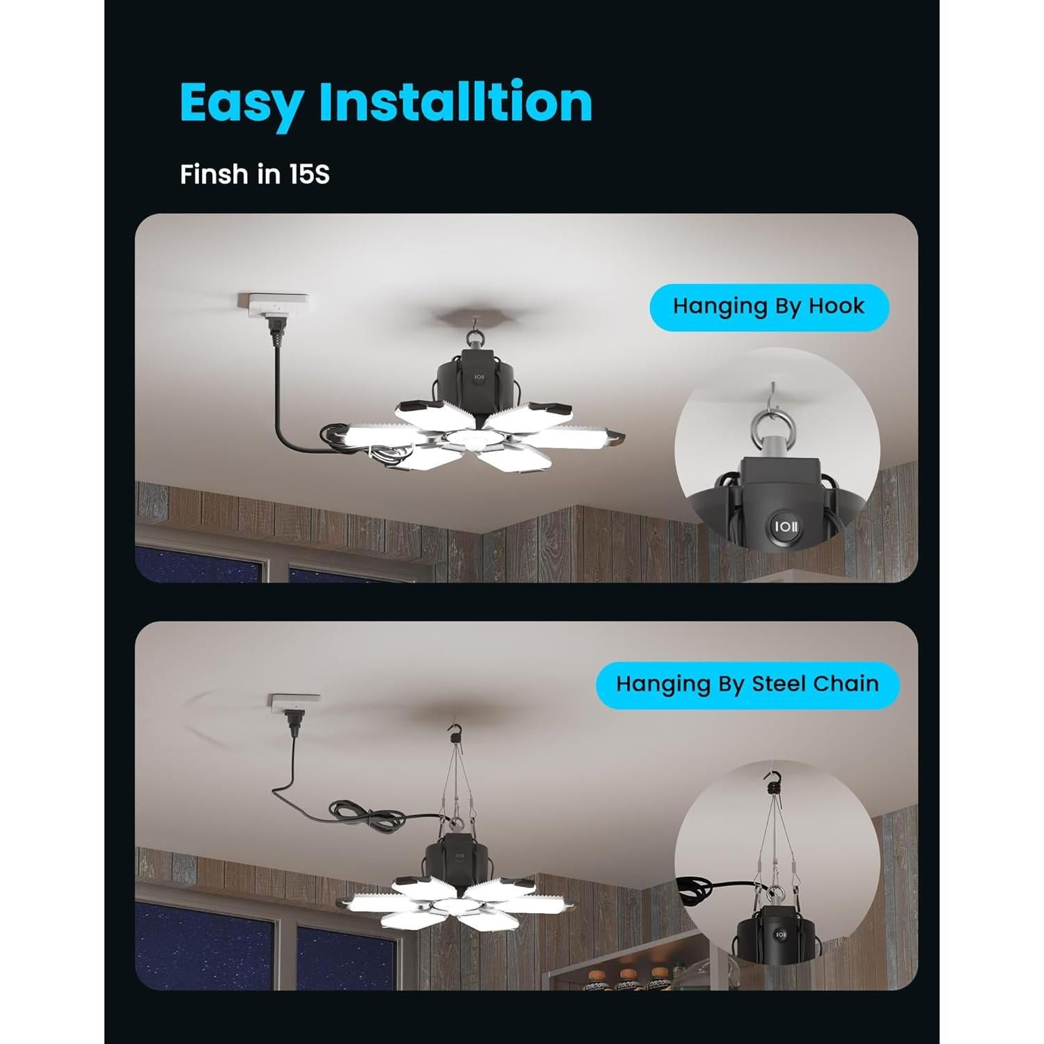 Luz de Garaje LED Kryoza 20000LM con Sensor de Movimiento 360°