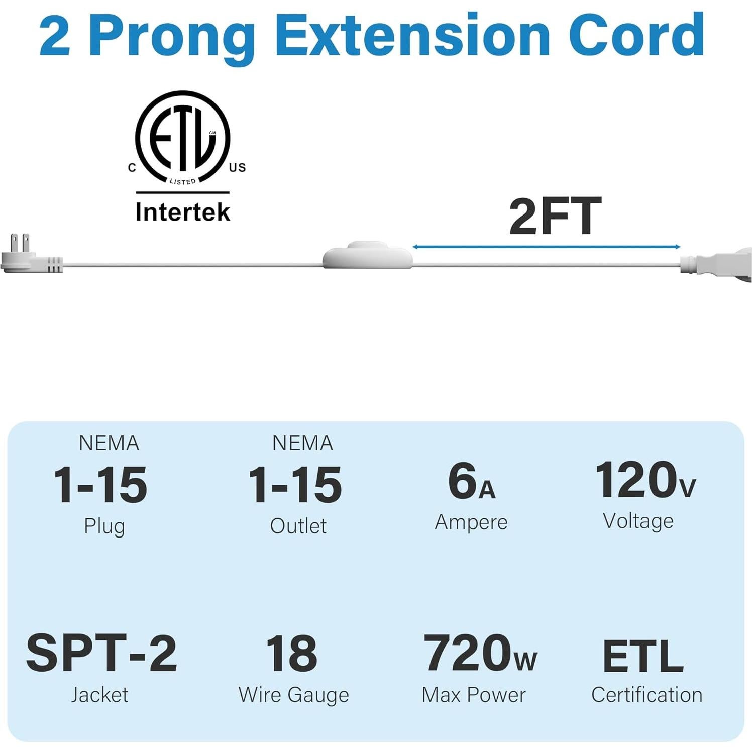 Cable de Extensión HiFind 1.22m con Interruptor de Pie Blanco