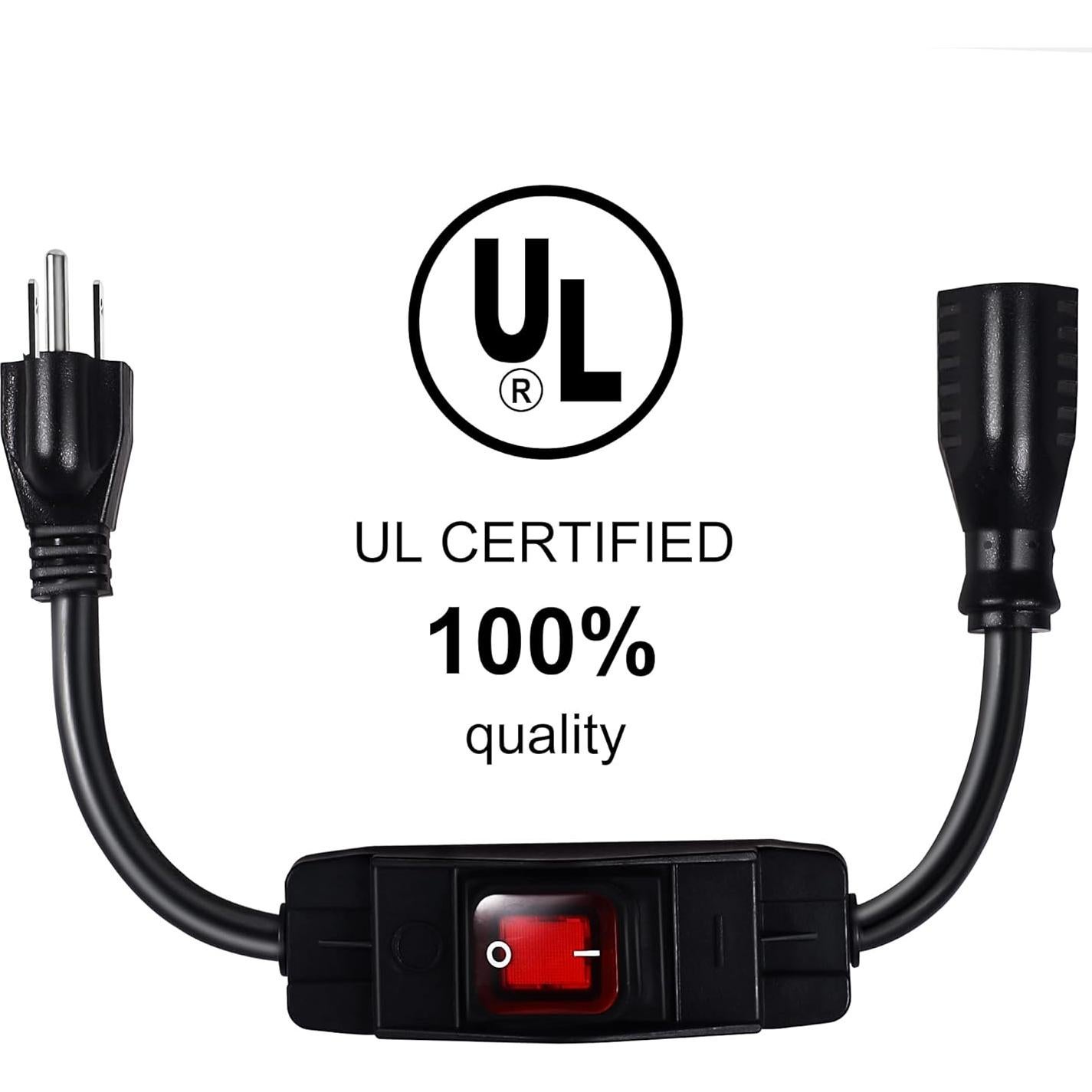 Cable de Extensión Impermeable Makevivi 0.46m con Interruptor