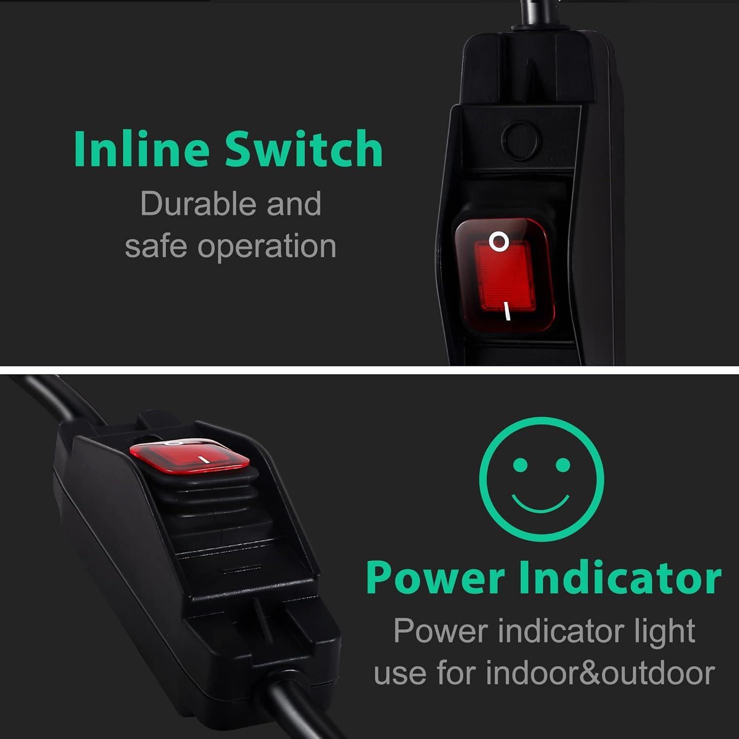 Cable de Extensión Impermeable Makevivi 0.46m con Interruptor