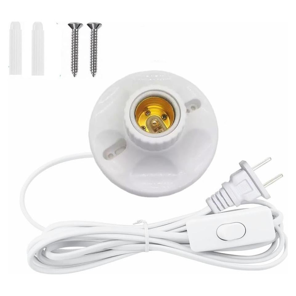 Portalámparas colgante E26/E27 con cable de 6.1m y interruptor