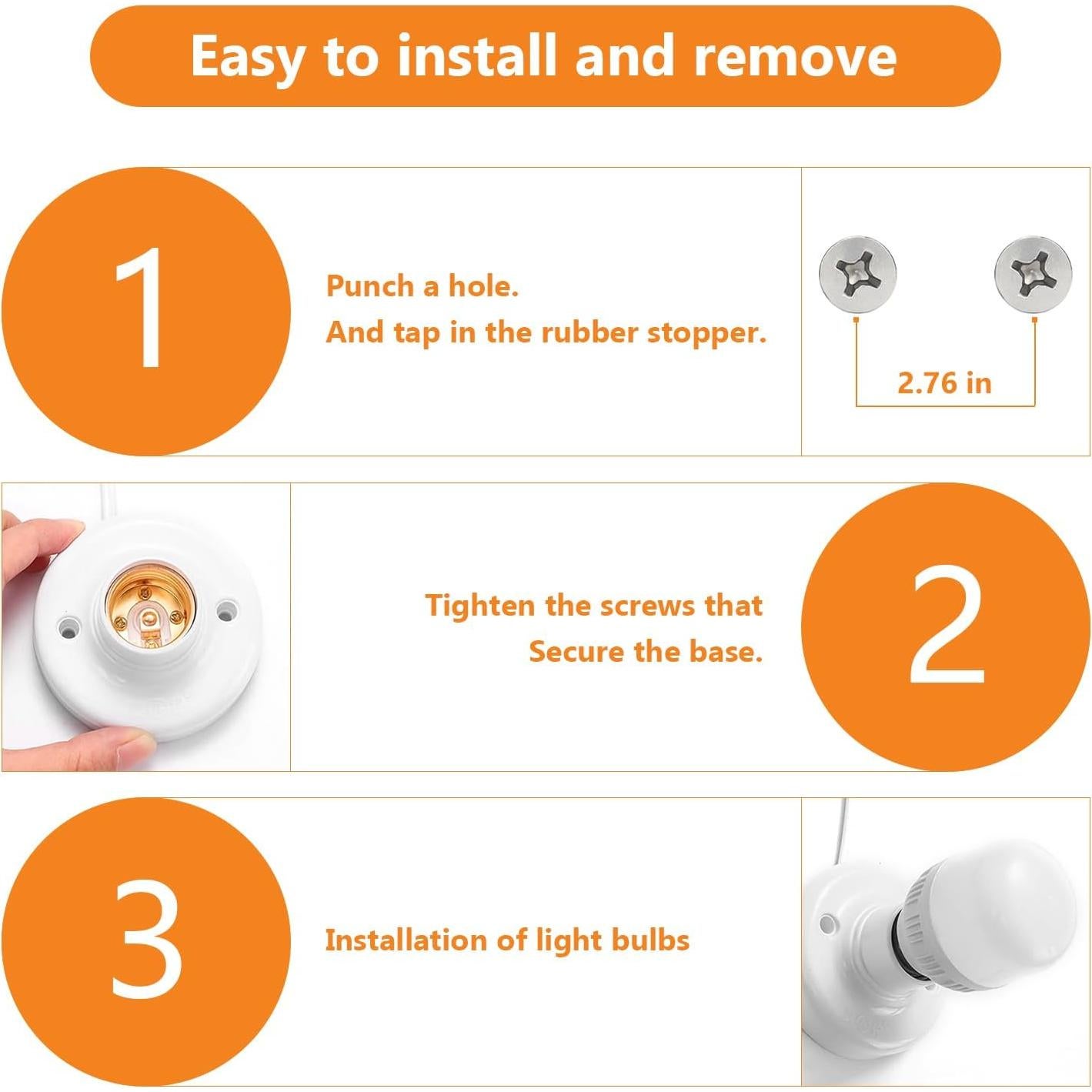 Portalámparas colgante E26/E27 con cable de 6.1m y interruptor