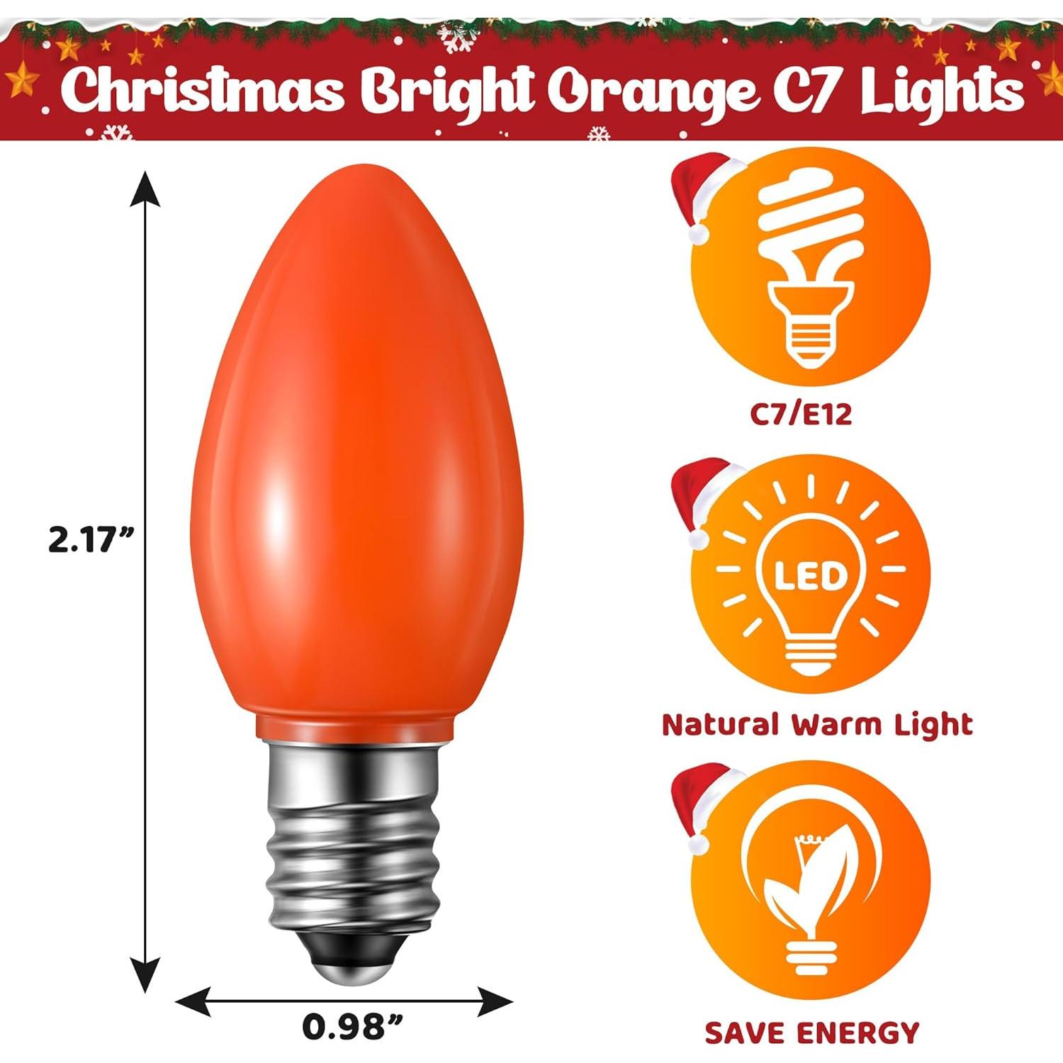 Cordón de Luz LED Naranja Enhon 1.83m con Interruptor - Paquete de 2