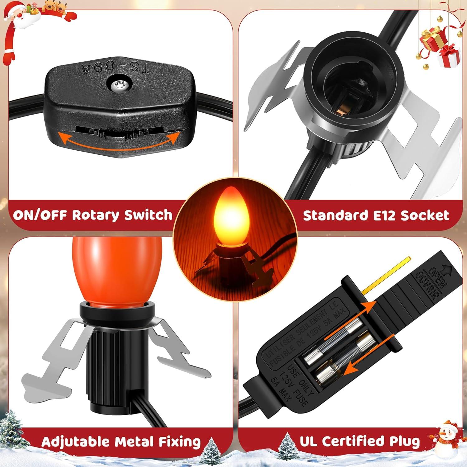 Cordón de Luz LED Naranja Enhon 1.83m con Interruptor - Paquete de 2