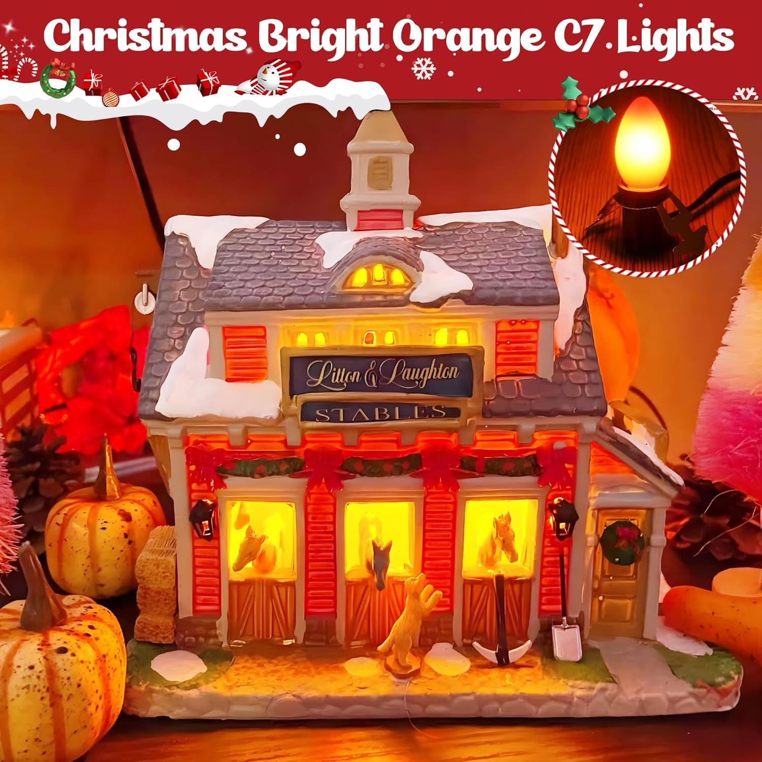 Cordón de Luz LED Naranja Enhon 1.83m con Interruptor - Paquete de 2