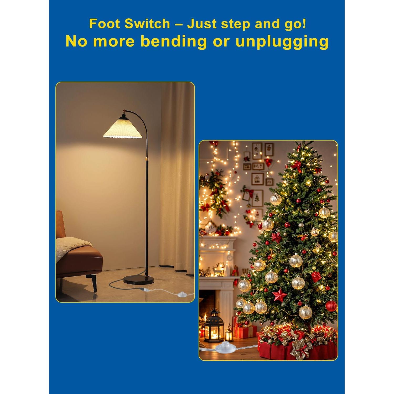 Interruptor de Pedal de Pie Kofuyni 6ft con Cable Claro 3A 125V