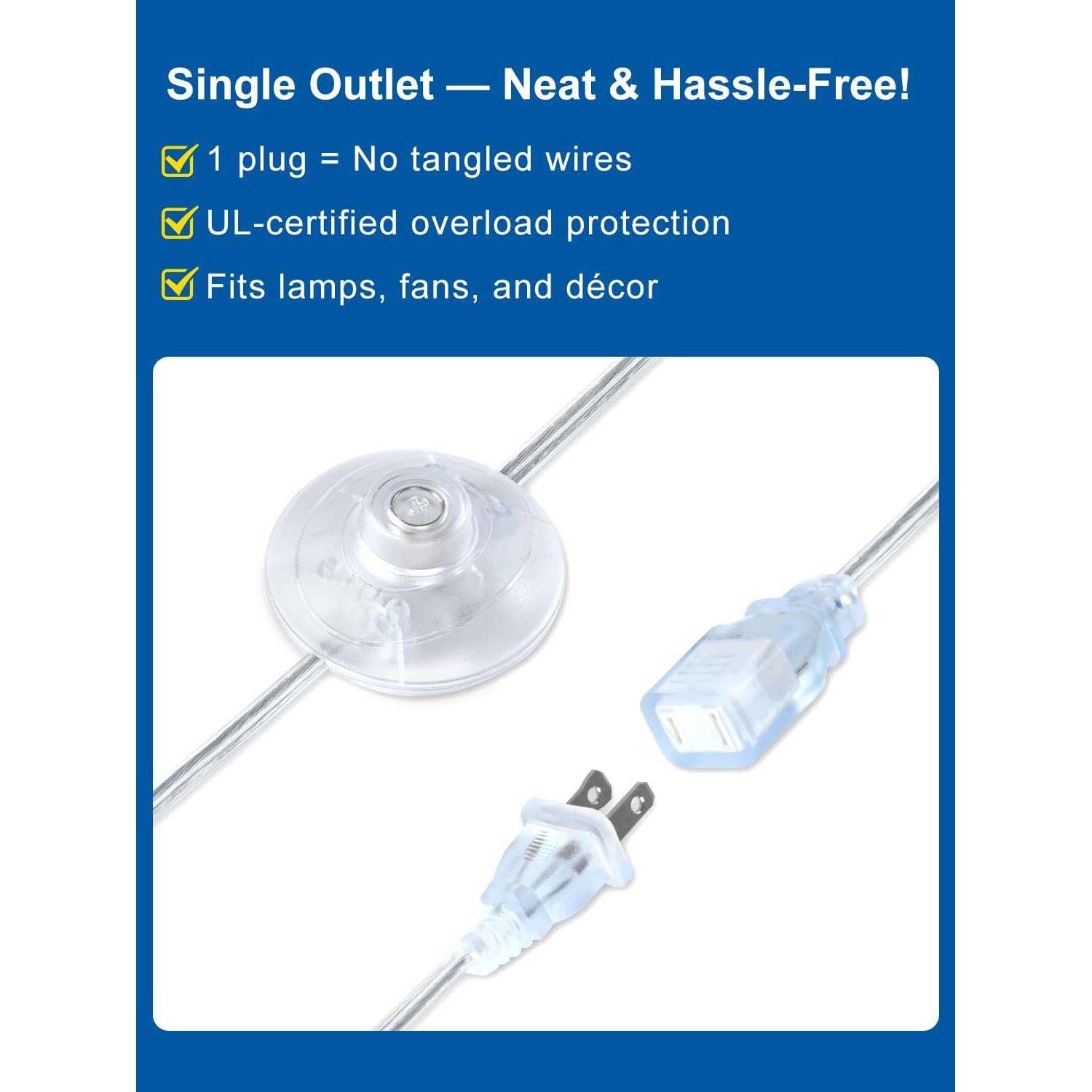 Interruptor de Pedal de Pie Kofuyni 6ft con Cable Claro 3A 125V