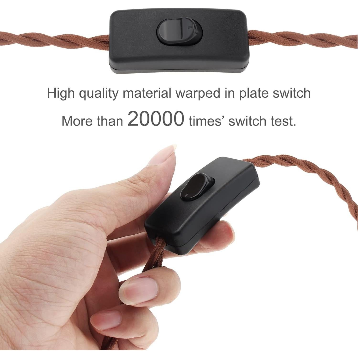 Cable de Lámpara Vintage RTNLIT 2.5M con Interruptor y Enchufe