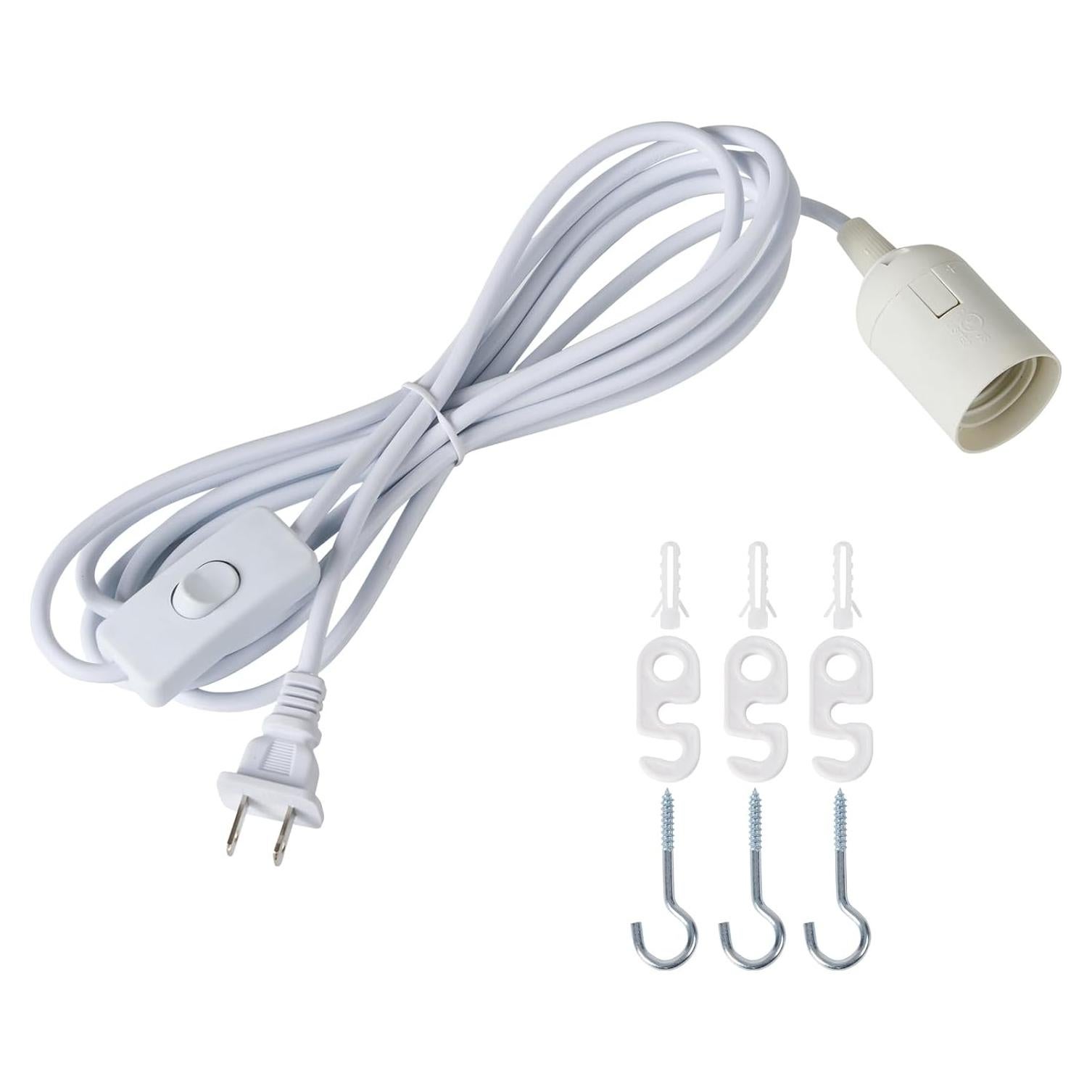Kit de Luz Colgante Industrial E26 E27 4m con Interruptor Blanco
