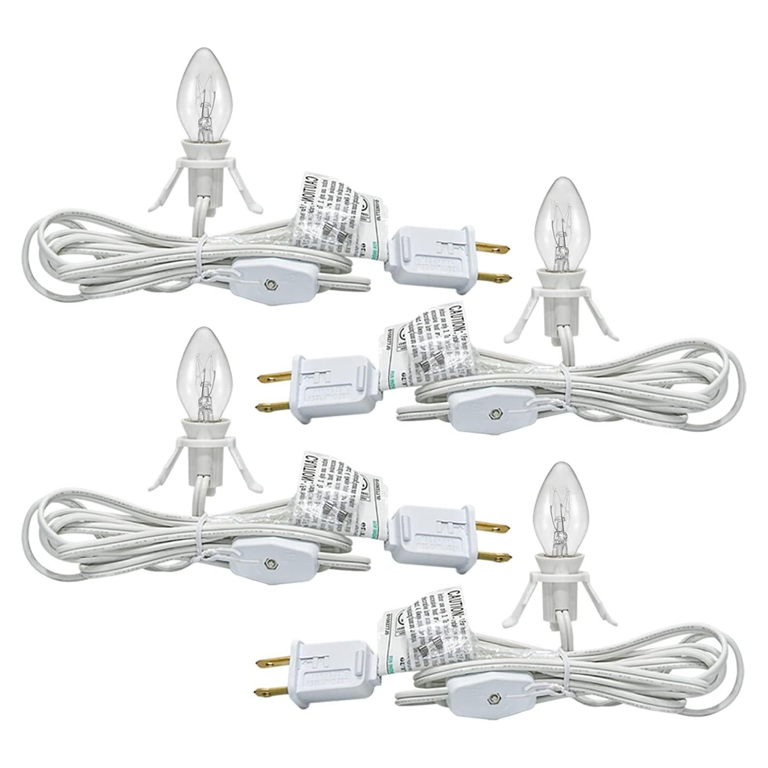 Juego de 4 Cables de Luz C7 con Bombilla Incandescente 1.83m