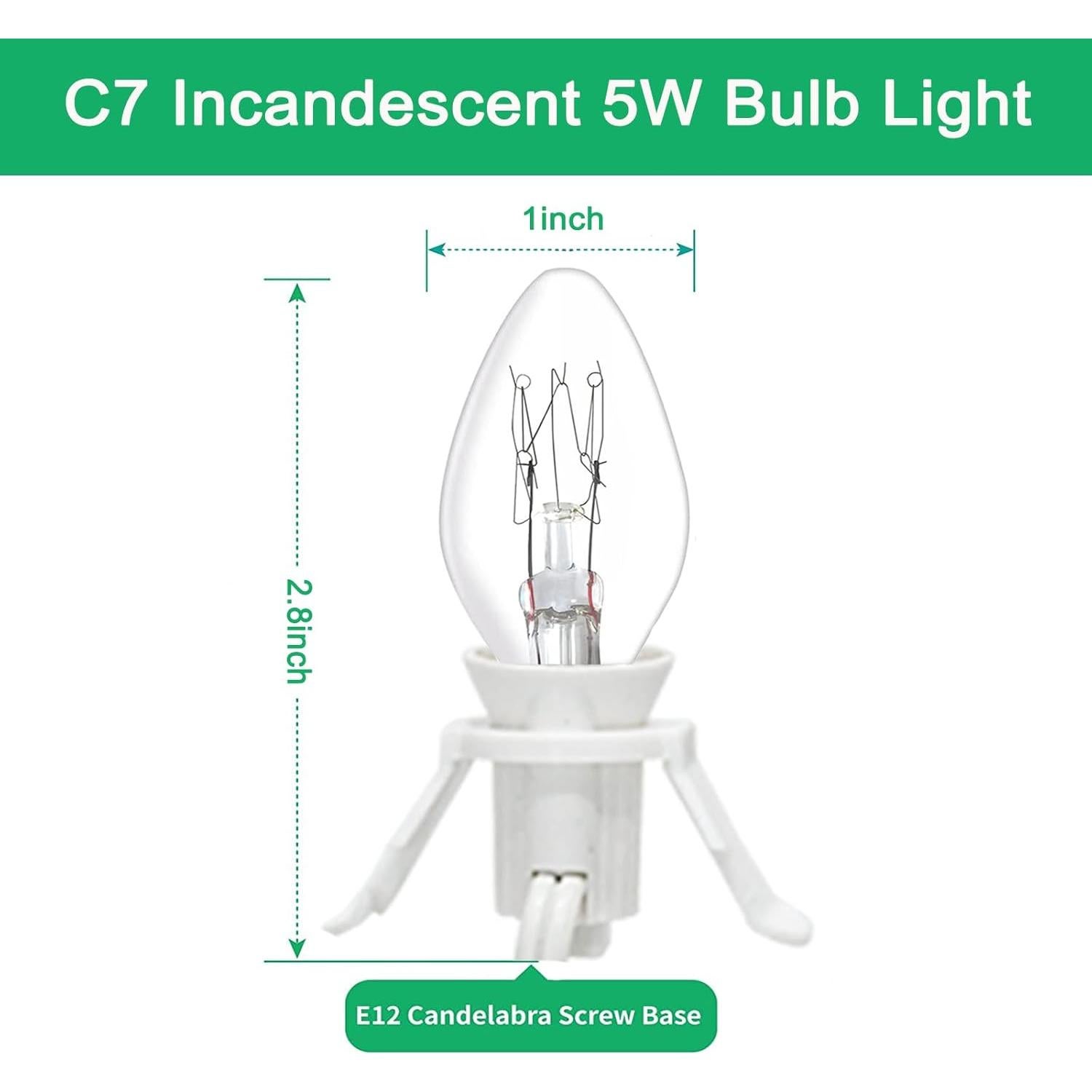 Juego de 4 Cables de Luz C7 con Bombilla Incandescente 1.83m