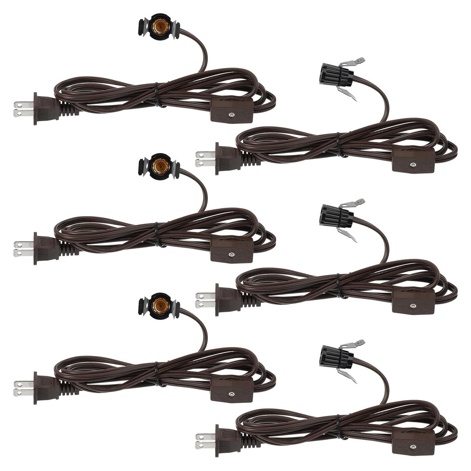 6 Piezas Cable de Lámpara de Sal Macarrie 1.8m E12 con Interruptor