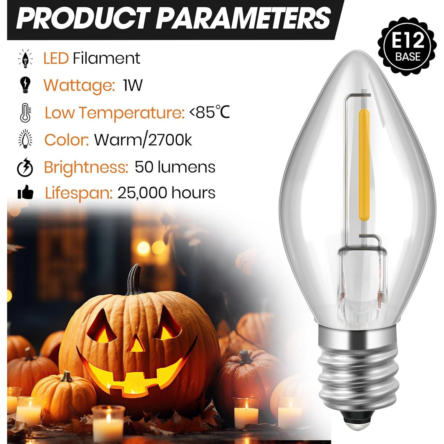 Cordón de Luz LED C7 Enhon 6 pies con Interruptor - 2 Paquete