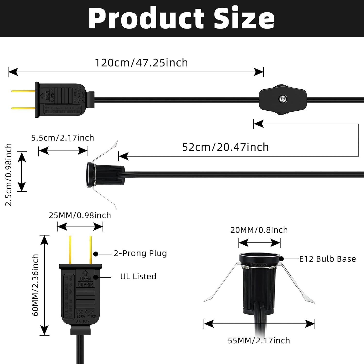Cordón de Luz LED C7 Enhon 6 pies con Interruptor - 2 Paquete
