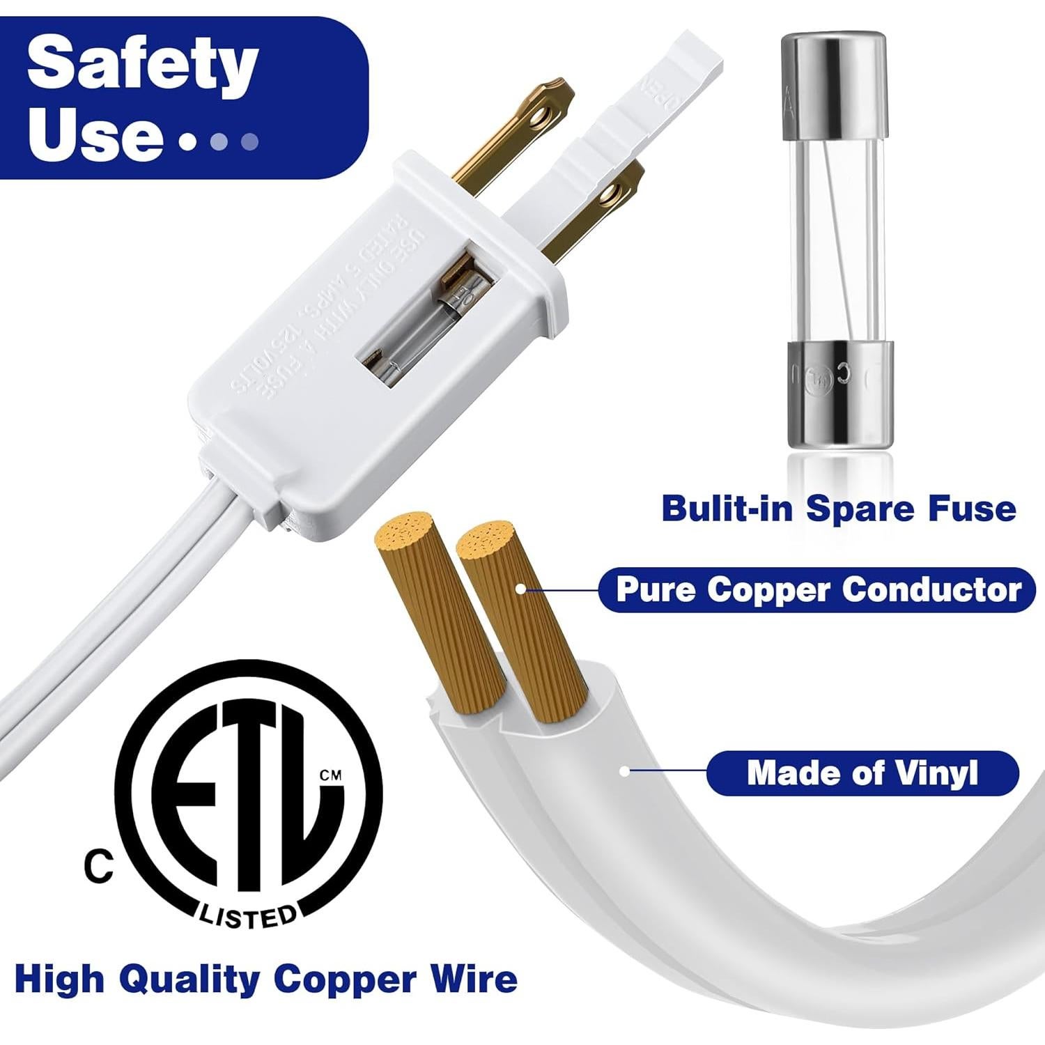 Cable de Extensión Enhon 2 Paquete 4.57m 9 Salidas Blanco