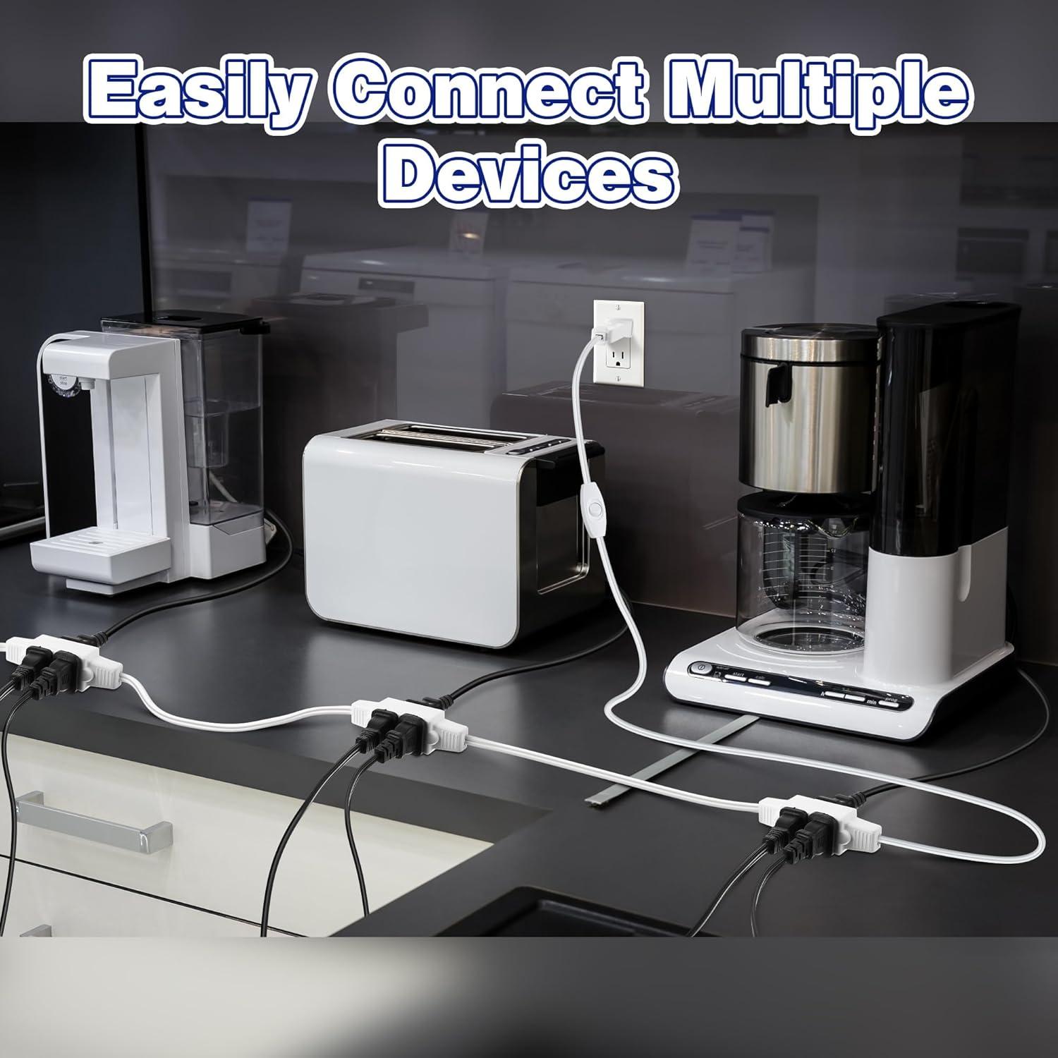 Cable de Extensión Enhon 2 Paquete 4.57m 9 Salidas Blanco